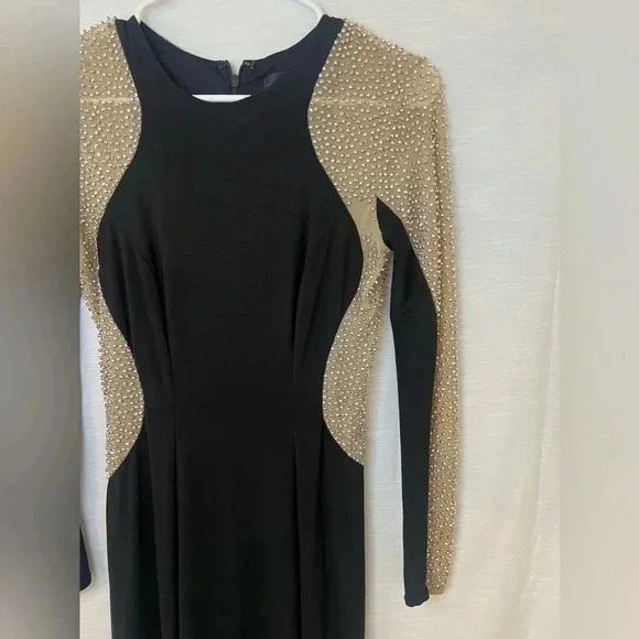 XSCAPE GEORGIA LONG BEADED SLEEVE STRETCH KNIT GOWN - Picture 6 of 13